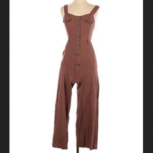 PINAFORE JUMPSUIT | BROWN | HIGHWAISTED | 90% COTTON 10% LINEN
